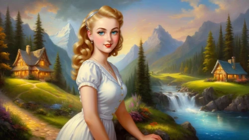 the blonde in the river,fantasy picture,fairy tale character,fantasy art,dorthy,landscape background,fantasy portrait,fantasy woman,girl on the river,connie stevens - female,fantasy girl,world digital painting,storybook character,fairyland,fairy tale,blonde woman,faires,eilonwy,thumbelina,vasilisa