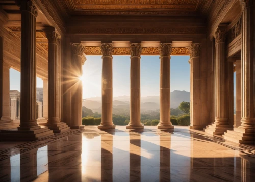 doric columns,three pillars,columns,thomas jefferson memorial,jefferson memorial,zappeion,pillars,peristyle,lincoln memorial,neoclassical,jefferson monument,greek temple,marble palace,columned,stormont,colonnades,neoclassicism,colonnaded,the pillar of light,glyptothek,Art,Classical Oil Painting,Classical Oil Painting 04