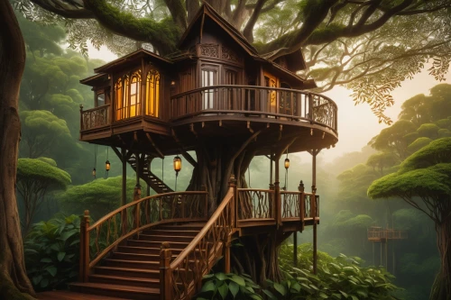 tree house,treehouse,tree house hotel,treehouses,house in the forest,forest house,dreamhouse,wooden house,little house,beautiful home,fairy house,tree top,lonely house,stilt house,small house,tropical house,fantasy picture,treetop,treetops,miniature house,Illustration,Abstract Fantasy,Abstract Fantasy 17