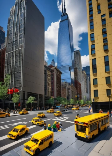 freedom tower,tilt shift,new york taxi,city scape,newyork,1 wtc,one world trade center,new york streets,new york,tall buildings,cityscapes,taxicabs,manhattan,schoolbuses,world trade center,manhattan skyline,nycticebus,new york skyline,hudson yards,javits,Art,Classical Oil Painting,Classical Oil Painting 16