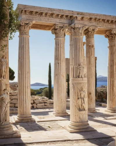 greek temple,erechtheus,doric columns,temple of hercules,temple of poseidon,erechtheion,celsus library,temple of diana,naxos,panathenaic,laodicea,leptis,ephesus,doric,hellas,peristyle,chersonesus,chersonesos,roman temple,acropolis,Art,Classical Oil Painting,Classical Oil Painting 02