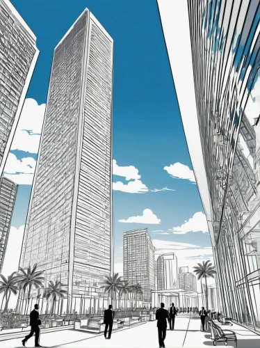 sketchup,skyscraping,transbay,tall buildings,mipim,skyscapers,skyscrapers,business district,songdo,azrieli,unbuilt,redevelop,supertall,sky city,highrises,isozaki,revit,megaproject,difc,citicorp,Illustration,Black and White,Black and White 04