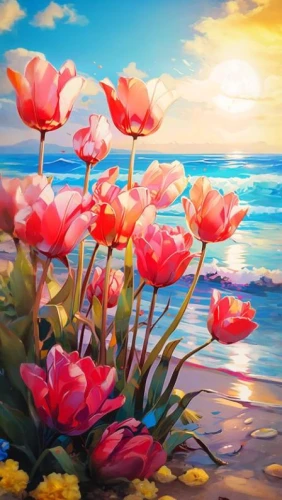 flower background,flower painting,tulip background,splendor of flowers,pink tulips,floral background,springtime background,flower in sunset,spring background,flowerful desert,landscape background,colorful background,flower art,beach landscape,tropical floral background,sea carnations,floral digital background,flower wallpaper,sea landscape,colorful flowers