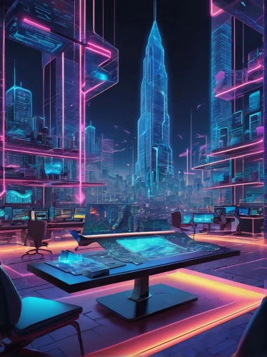 cybertown,futuristic landscape,cybercity,cyberworld,cyberscene,cyberport,cyberia,spaceland,cyberpunk,scifi,spaceport,tron,synth,space port,sci - fi,cyberview,arcology,mainframes,graecorum,battlezone,Illustration,Realistic Fantasy,Realistic Fantasy 39