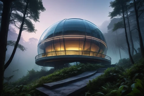 futuristic architecture,biosphere,chemosphere,futuristic landscape,biospheres,dreamhouse,arcology,sky space concept,house in the forest,forest house,yavin,myst,futuristic art museum,electrohome,planetarium,observatory,deltha,earthship,bonestell,observatoire,Conceptual Art,Daily,Daily 02