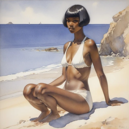 mcquarrie,fischl,tretchikoff,neith,coffy,nubian,nubia,african american woman,toccara,leontyne,mcginnis,afro american girls,hinemoa,the beach pearl,sinitta,leyendecker,beachcomber,farragher,mcquade,currin,Illustration,Paper based,Paper Based 23