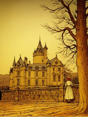 holyroodhouse,john atkinson grimshaw,gustave,dinmont,pemberley,schuiten,traquair,the victorian era,hildebrandt,victoriana,miniaturist,macquart,house silhouette,ghost castle,doll's house,gwydir,vintage illustration,suaudeau,baskerville,northanger,Art,Classical Oil Painting,Classical Oil Painting 13