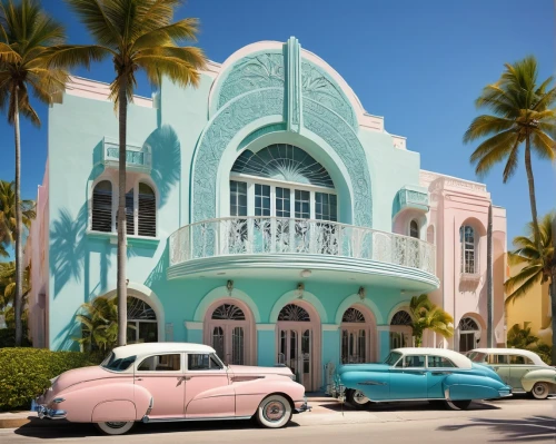 south beach,palmbeach,art deco,bahama,classic car and palm trees,riviera,miami,bahamas,guantanamera,cuba,mizner,zanzibar,frederiksted,floride,bahamian,florida home,old havana,havana,cuba havana,hotel nacional,Illustration,Realistic Fantasy,Realistic Fantasy 22