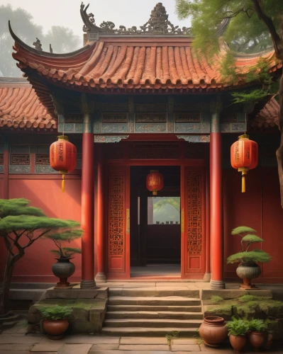 asian architecture,qibao,teahouse,qingcheng,dojo,teahouses,oriental painting,wulin,hall of supreme harmony,hanfu,wudang,red lantern,tianxia,qingming,wenhao,taoist,buddhist temple,longshan,yonghao,oriental,Illustration,Retro,Retro 09