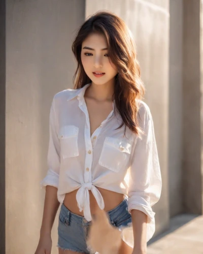 unbuttoned,white shirt,poki,cotton top,asian girl,ailee,midriff,asian,hudgens,phuong,egwene,torn shirt,laotian,kreuk,vintage asian,asiaticas,asian woman,phuquy,ariela,quyen,Photography,Natural