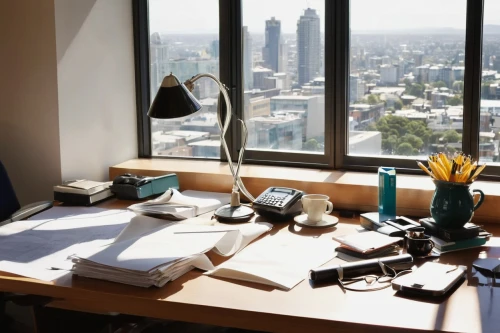 workspace,office desk,office,work space,work desk,bureau,workplace,desk lamp,workspaces,working space,desk,seidler,creative office,in a working environment,modern office,kantor,paperweights,director desk,blur office background,furnished office,Illustration,Retro,Retro 21