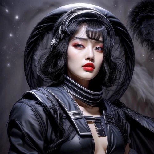 gantz,ursa,tsuneo,moondragon,dark angel,melora,asami,queen of the night,selene,fantasy woman,hecate,shimei,birds of prey-night,takemi,yongmei,fantasy portrait,bunraku,naraku,black angel,kurenai