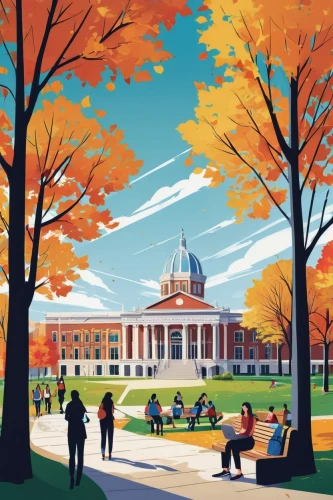 autumn in the park,autumn park,gallaudet university,mckeldin,fall landscape,bascom,howard university,washingtonian,peabody institute,greenwich,tcnj,hesburgh,uva,babson,umd,serigraphs,oberlin,uiuc,lafayette square,autumn landscape,Illustration,Vector,Vector 01