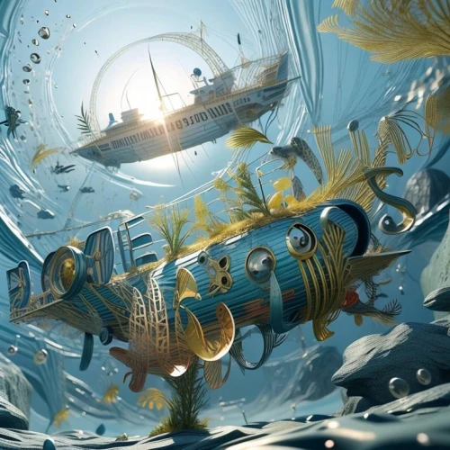 submersibles,underwater background,underwater playground,bathysphere,submersible,underwater landscape,undersea,underwater world,ocean underwater,sea fantasy,nautilus,sunken ship,underwater,aquanauts,under the water,diving bell,pirate treasure,bathyscaphe,waterglobe,under water