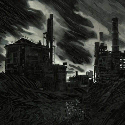 industrial landscape,pollution,the pollution,post-apocalyptic landscape,industrial ruin,refinery,factories,industrial,industrija,chemical plant,destroyed city,industries,apocalyptic,apocalypse,industrial smoke,industrial plant,industrialism,dystopian,industry,polluted,Art sketch,Art sketch,Comic