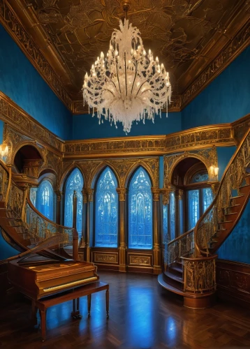 blue room,ornate room,victorian room,royal interior,foyer,grand piano,villa balbianello,entrance hall,the palau de la música catalana,parlor,antechamber,ballroom,piano bar,interior decor,sala,mirogoj,art nouveau frames,gallery,art gallery,treasure hall,Art,Artistic Painting,Artistic Painting 32