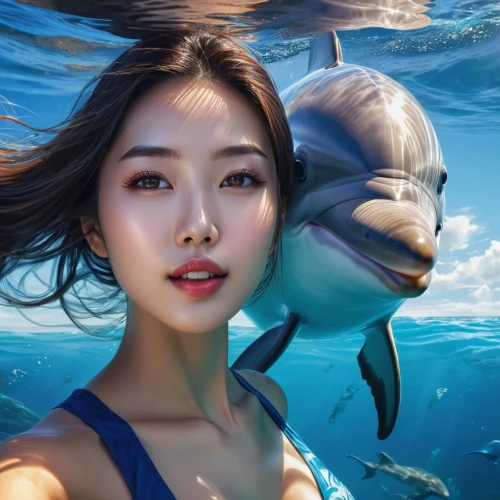 girl with a dolphin,underwater background,underwater world,underwater fish,trainer with dolphin,mermaid background,dolphin rider,sea animal,sea life underwater,under the sea,seaquarium,ocean underwater,mermaid vectors,two dolphins,fish in water,under water,underwater,sea creatures,blue sea,under the water,Conceptual Art,Fantasy,Fantasy 03