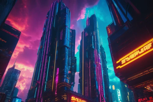 cyberpunk,bladerunner,shinjuku,cybercity,vapor,metropolis,guangzhou,fantasy city,mongkok,futuristic,colorful city,coruscant,shanghai,dystopian,futuristic landscape,kabukiman,polara,skyscraper,cybertown,cyberworld,Conceptual Art,Sci-Fi,Sci-Fi 26