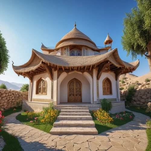 asian architecture,persian architecture,islamic architectural,chortens,traditional house,stone palace,kashan,buddhist temple,ancient house,monastery,sansar,3d rendering,roof domes,monastery israel,stone pagoda,iranian architecture,monasteries,zoroastrianism,arabic background,vihara,Photography,General,Realistic