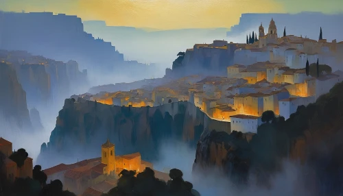 meteora,nestruev,civita,yanzhao,yellow mountains,aivazovsky,wenzhao,seregil,youliang,sizhao,roerich,gondolin,monasteries,mostovoy,haicang,hosseinpour,yangshao,ostrog,safronov,tanovic,Conceptual Art,Oil color,Oil Color 12