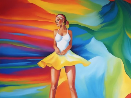 dance with canvases,pittura,fabric painting,art painting,pintura,oil painting on canvas,vibrantly,photo painting,colorful background,peinture,twirling,oil painting,pinturas,danseuse,coloristic,twirl,painter,girl in a long dress,aliona,dancer,Illustration,Paper based,Paper Based 09