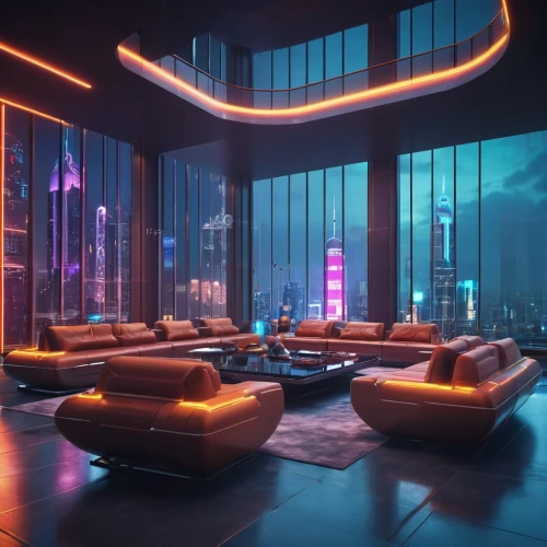 futuristic landscape,nightclub,ufo interior,neon cocktails,cybercity,sky space concept,futuristic,cybertown,apartment lounge,sky apartment,spaceship interior,neon coffee,lounge,lounges,cyberpunk,sansar,modern living room,graecorum,spaceland,livingroom,Conceptual Art,Sci-Fi,Sci-Fi 26