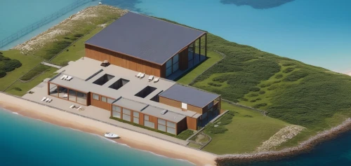 seasteading,dunes house,passivhaus,3d rendering,coastal protection,snohetta,holiday villa,modern house,offshore wind park,beach house,inverted cottage,oceanfront,floating island,floating huts,sketchup,residensea,beachfront,house by the water,luxury property,dreamhouse,Photography,General,Realistic