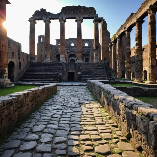 roman ruins,paestum,roman forum,trajan's forum,celsus library,dougga,ostia,pergamum,capitolium,roman temple,foro romano,appia,the forum,ancient rome,propylaea,roman theatre,forum romanum,temple of diana,forum,pylades,Illustration,Abstract Fantasy,Abstract Fantasy 01