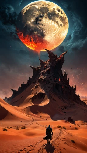 barsoom,arrakis,lunar landscape,badland,red planet,alien planet,fire planet,scorched earth,moonscape,dune,gallifrey,cydonia,primordia,volcanic,capture desert,alien world,volcanic landscape,olympus mons,moon valley,valley of the moon,Illustration,Realistic Fantasy,Realistic Fantasy 33