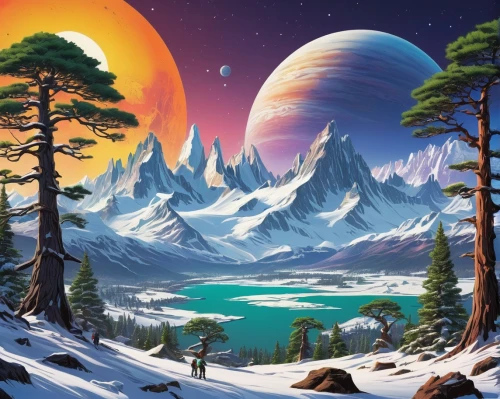 ice planet,alien planet,lunar landscape,fantasy landscape,gliese,alien world,planet eart,terraformed,futuristic landscape,hyperborea,fantasy picture,exoplanets,space art,extrasolar,exoplanet,planetary,landscape background,homeworlds,mountainous landscape,planetout,Conceptual Art,Sci-Fi,Sci-Fi 20