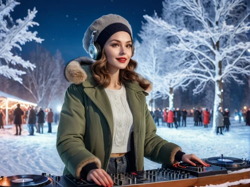 retro christmas girl,retro christmas lady,christmas woman,djn,caroling,christmas snowy background,winter background,christmas trailer,bareilles,dj,beret,myfestiveseason romania,christmas music,snow scene,christmasbackground,klipsch,winterblueher,djing,hadise,christmas carols,Photography,General,Realistic