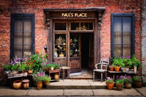 flower shop,village shop,middleport,flower stand,potteries,peat house,flower boxes,shopfront,flower booth,tearooms,florist,plant pots,vintage flowers,shop window,potted plants,flower pots,weatherfield,storefront,store window,store front,Illustration,Paper based,Paper Based 14