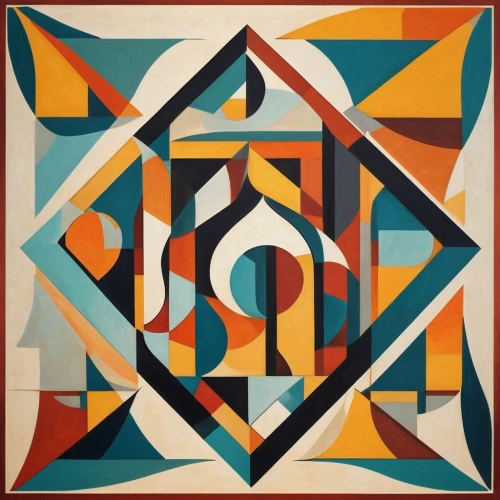 kufic,vasarely,kuharic,polyominoes,orphism,quilts,geometrics,geometric pattern,quilt,molas,kaleidoscope art,cubist,arabic background,marquetry,parquetry,chakra square,geometric shapes,cubists,spanish tile,depero,Art,Artistic Painting,Artistic Painting 45