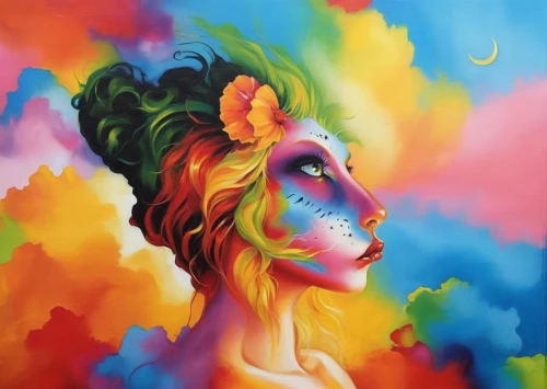 vibrantly,oil painting on canvas,coloristic,colorful background,colorful heart,vibrancy,toucouleur,the festival of colors,art painting,woman thinking,pintura,colorfulness,psychedelic,colourfully,colori,paschke,synesthesia,oil painting,harmony of color,pinturas,Illustration,Paper based,Paper Based 09