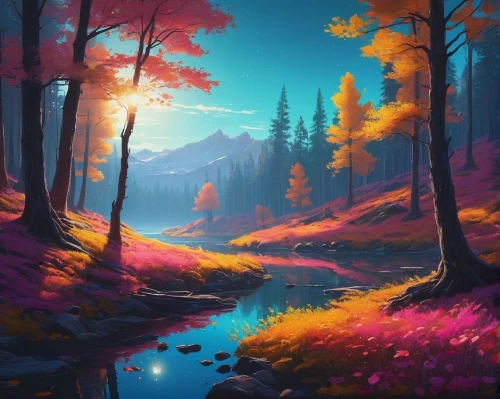 landscape background,fantasy landscape,beautiful wallpaper,autumn forest,colorful background,autumn background,forest landscape,nature background,autumn mountains,purple landscape,world digital painting,autumn landscape,fall landscape,nature landscape,forest background,forest lake,nature wallpaper,digital painting,paisaje,forest,Photography,Documentary Photography,Documentary Photography 16