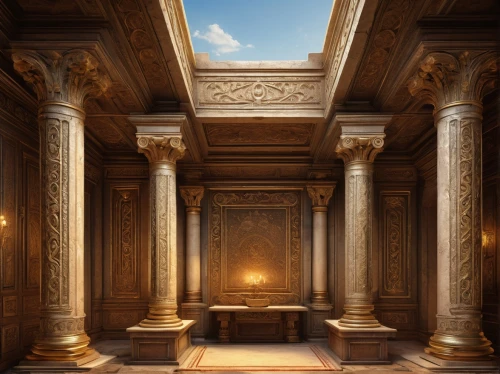 ornate room,antechamber,greek temple,marble palace,tabernacles,sacristy,bath room,neoclassical,alcove,enfilade,hall of the fallen,serapeum,cochere,pillars,neoclassicism,fireplaces,chamber,amphipolis,3d rendering,luxury bathroom,Art,Classical Oil Painting,Classical Oil Painting 42