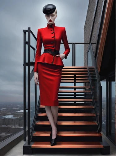 stewardess,stewardesses,attendant,lady in red,business woman,woman in menswear,bussiness woman,forewoman,businesswoman,women fashion,art deco woman,business angel,girl on the stairs,redcoat,etihad,mouret,man in red dress,the observation deck,aeroflot,dita,Conceptual Art,Daily,Daily 22