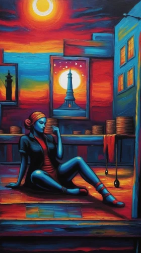 jasinski,mousseau,oil painting on canvas,woman at cafe,lachapelle,art painting,colored pencil background,glass painting,oil on canvas,oil pastels,oil painting,night scene,coffeeshop,reposado,pittura,neon body painting,woman sitting,chalk drawing,neon coffee,dream art,Illustration,Realistic Fantasy,Realistic Fantasy 25