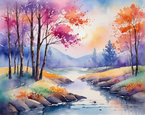 watercolor background,watercolor,watercolorist,watercolor painting,autumn landscape,water colors,watercolor paint strokes,watercolor leaves,watercolours,watercolors,watercolour paint,water color,fall landscape,watercolor tree,watercolour,river landscape,autumn background,aquarelle,autumn scenery,watercolor blue,Illustration,Paper based,Paper Based 25