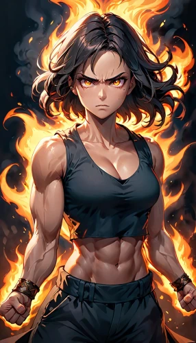 muscle woman,kazuya,blackfire,asami,ymir,ilsa,fireforce,cinder,fire background,azula,yanagihara,hanji,musashi,fubuki,hinomaru,miyahara,yujiro,yakusheva,strongwoman,korra,Anime,Anime,General