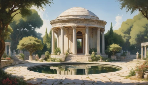 artemis temple,greek temple,pallas athene fountain,jardiniere,temple of diana,egyptian temple,tempio,panagora,roman temple,marble palace,ephesus,carthage,the ancient world,ancient city,parnassus,mausoleum ruins,halicarnassus,leptis,stone fountain,rosarium,Illustration,Paper based,Paper Based 23