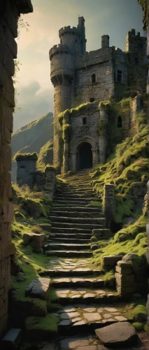 nargothrond,labyrinthian,ruined castle,castle ruins,ancient city,theed,the ruins of the,donore,castletroy,castle of the corvin,ruins,tintagel,fantasy landscape,meteora,volterra,castledawson,ruin,forteresse,winding steps,cryengine,Conceptual Art,Oil color,Oil Color 01