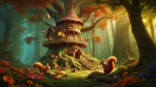 fairy house,fairy chimney,mushroom landscape,fairy village,tree house,house in the forest,fairy forest,witch's house,treehouse,fantasy landscape,fantasy picture,treehouses,fairy door,forest house,mushroom island,yggdrasil,fairy world,fairy stand,enchanted forest,fairytale forest