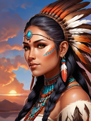 cherokee,american indian,pocahontas,native american,navajo,indian headdress,amerindian,the american indian,navaho,amerind,lakota,amerindien,hidatsa,arapaho,kateri,mexica,warrior woman,inanna,native,ndn,Illustration,Realistic Fantasy,Realistic Fantasy 01
