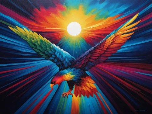 pentecost,pentecostalist,pheonix,dove of peace,sunburst background,fenix,holy spirit,transfiguration,icarus,aguiluz,phoenix rooster,colorful light,vibrantly,peace dove,bird of paradise,light art,christ star,phenix,transfigured,eagle illustration,Illustration,Realistic Fantasy,Realistic Fantasy 25