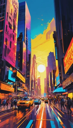colorful city,time square,world digital painting,times square,new york,new york streets,city scape,cityscapes,newyork,cityscape,broadway,cityzen,cybercity,megapolis,futuristic landscape,citylights,mobile video game vector background,megacities,evening city,fantasy city,Conceptual Art,Oil color,Oil Color 21
