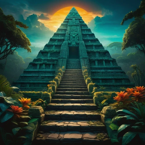 step pyramid,pyramid,aztecas,azteca,tikal,mypyramid,pyramids,eastern pyramid,pyramide,kukulkan,pakal,pyramidal,kharut pyramid,aztec,ziggurat,mayan,mesoamerican,mesoamerica,chichen itza,bipyramid,Illustration,Abstract Fantasy,Abstract Fantasy 19