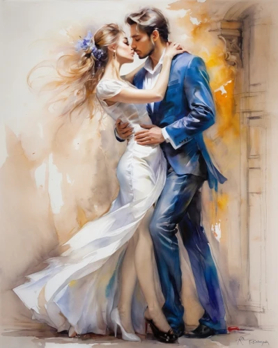 dancing couple,waltzing,pasodoble,quickstep,romanza,donsky,milonga,dancesport,waltz,love dance,argentinian tango,noces,romantic portrait,sonatina,struzan,valse,danses,hochzeit,danse,watercolor background