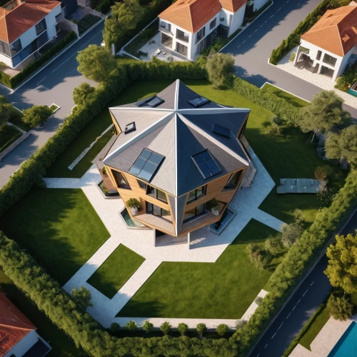 suburban,cubic house,3d rendering,house shape,suburbia,suburbanized,suburu,large home,isometric,cube house,house roofs,escher,besiege,subdivision,danish house,house pineapple,suburbicarian,modern architecture,render,roof landscape,Photography,General,Natural
