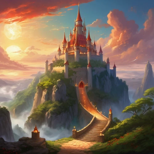 fantasy landscape,fairy tale castle,knight's castle,fairytale castle,fantasy picture,castle of the corvin,fantasy world,fantasyland,citadels,nargothrond,castlelike,arenanet,disney castle,castle,fantasy city,beleriand,castel,summit castle,castle keep,gold castle,Illustration,Realistic Fantasy,Realistic Fantasy 01